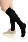 Siyah Renk Premium Bambu Dikişsiz Kadın Dizaltı Çorap(1 çift) - 387-SYH-35-38
