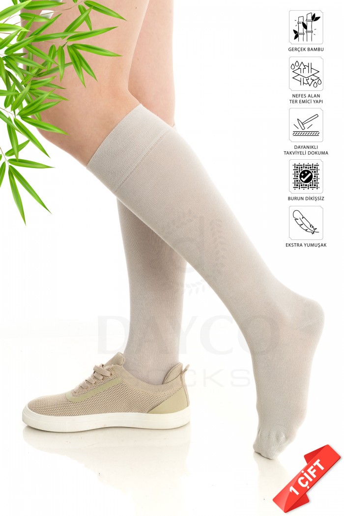 Premium Bambu Kadın Dizaltı Çorap (1 Çift) - 385-TGRI-35-38