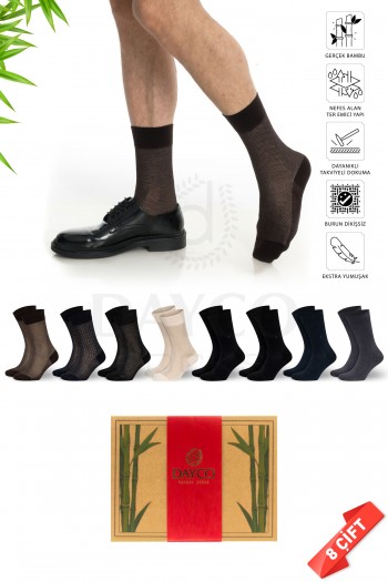 Yazlık Erkek Bambu Çorap 8'li Asorti Set - 480 - 41-45