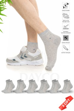 Gri Melanj Yazlık Erkek Bambu Çorap 6'lı Set Yarım Konç - 106-GRML - 41-45
