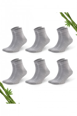 Gri Melanj Yazlık Erkek Bambu Çorap 6'lı Set Yarım Konç - 106-GRML - 41-45