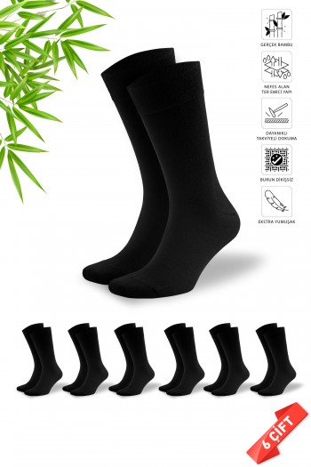 Siyah Renk Premium Dikişsiz Mevsimlik Erkek Bambu Soket Çorap - 10301-SYH-35-38