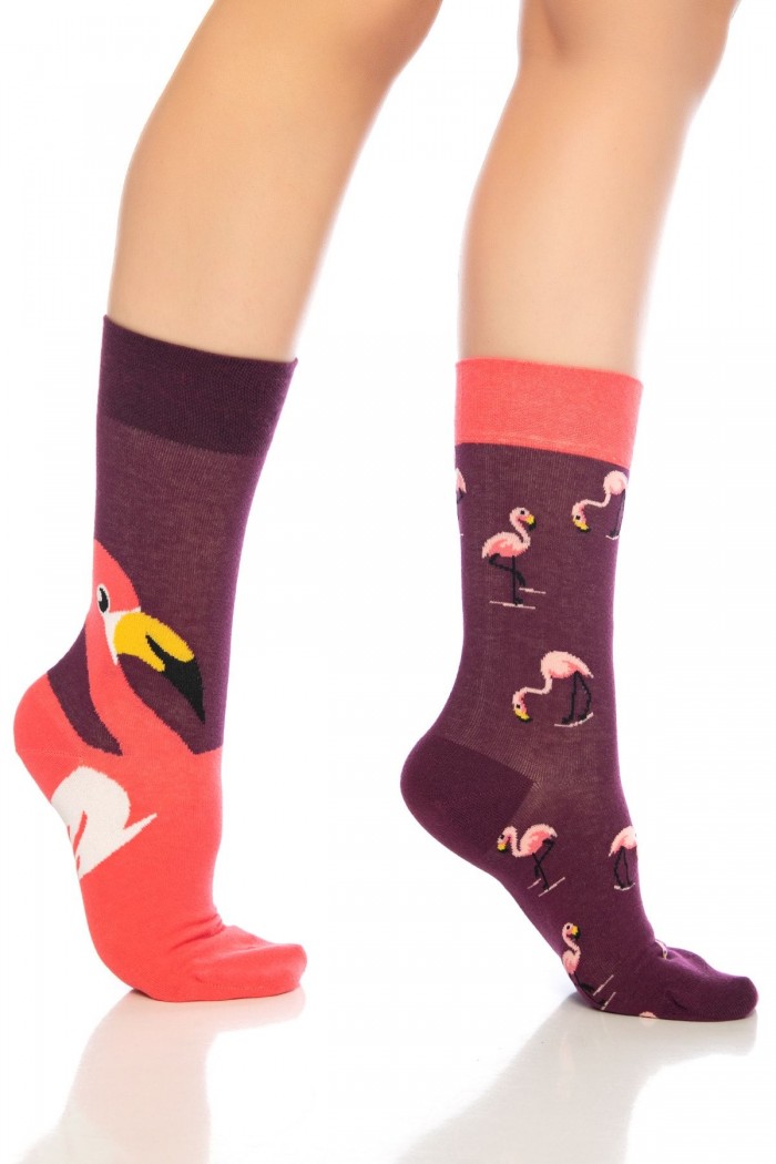 Flamingo Desenli Renkli Soket Çorap - 723-Flami-43-46-SKT